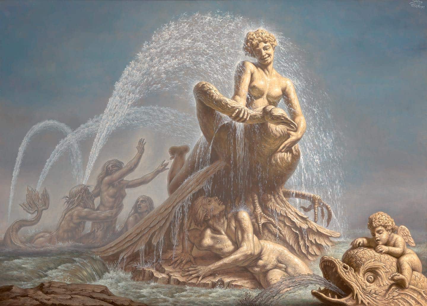 Esedra Fountain Najade And Bird 1